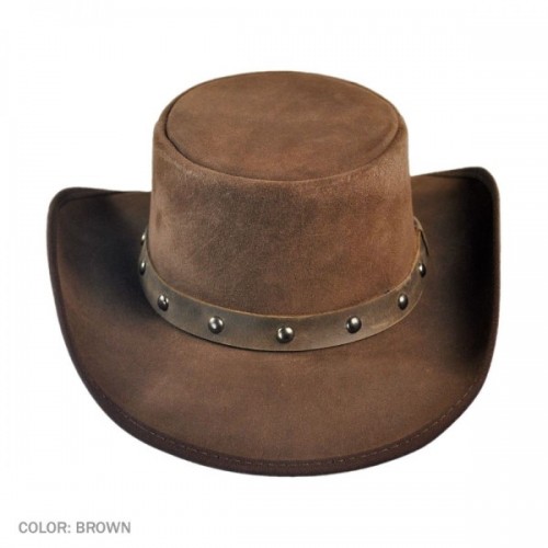 2015 FASHION STYLISH BROWN DJANGO WESTERN LEATHER TOP HAT FOR MENS 